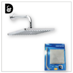 REGADERA TITANIUM CUADRADA 20CM X 20CM CON BRAZO 31CM REDONDO MARCA CORONA