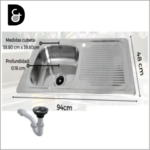 FREGADERO INOXIDABLE GRICOL EMPOTRAR 94cm x 48cm