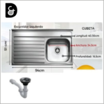 FREGADERO INOXIDABLE TEKA ORIGINAL 94CM x 51CM