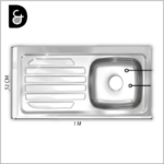 FREGADERO 1.00MTS X 52CM EMPOTRAR GUINOVART IZQUIERDO