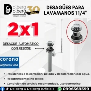 DESAGÜE AUTOMATICO ECO CR PARA LAVABO (2 X 1)